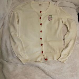 Cream Cardigan with Strawberry Buttons